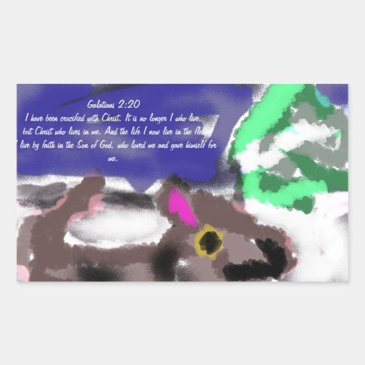 イエスは愛を計画する 長方形シール (正面)