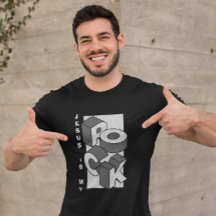 イエスは我が岩 等尺性キリスト教Tシャツ