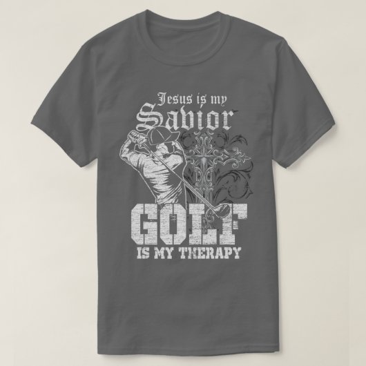イエスは救い主ゴルフは私のセラピーイエス Tシャツ (デザイン正面)