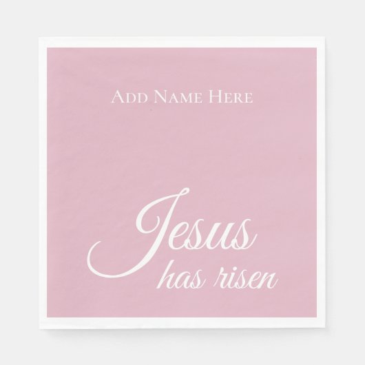 イエスは文字ピンクカスタムクリスチャンの復活祭を復活させた スタンダードランチョンナプキン (正面)