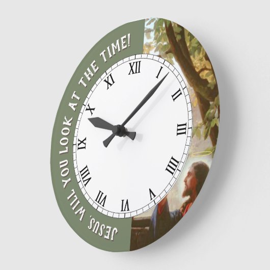 イエスは時間キリストのおもしろい時計を見る ラージ壁時計 (傾斜)