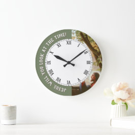 イエスは時間キリストのおもしろい時計を見る ラージ壁時計