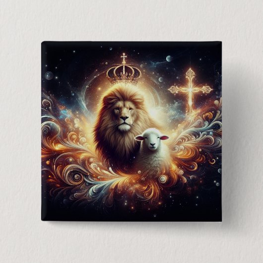 イエスは獅子であり小羊である 缶バッジ (正面)