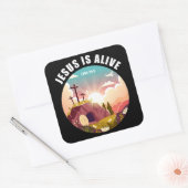 イエスは生きている復活の信仰キリスト教の復活祭 スクエアシール (封筒)