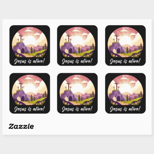 イエスは生きている – イースター・クリスチャン・クロス スクエアシール (シート)