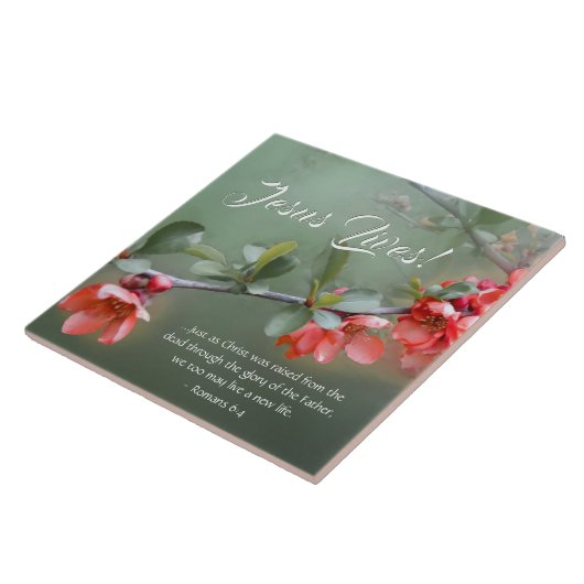 イエスは生きている 春の花 イースターバイブル詩 タイル (側面)