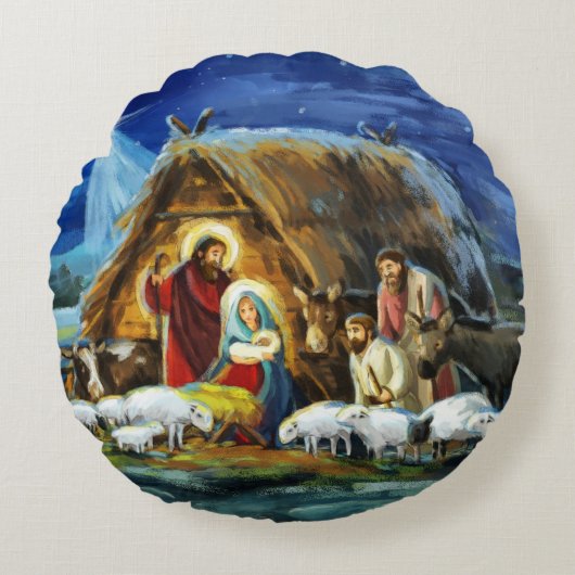 「イエスは生まれいた」 ラウンドクッション (正面)