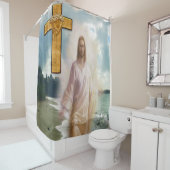 イエスは白いショーカーテンを渡る シャワーカーテン (インサイチュ)
