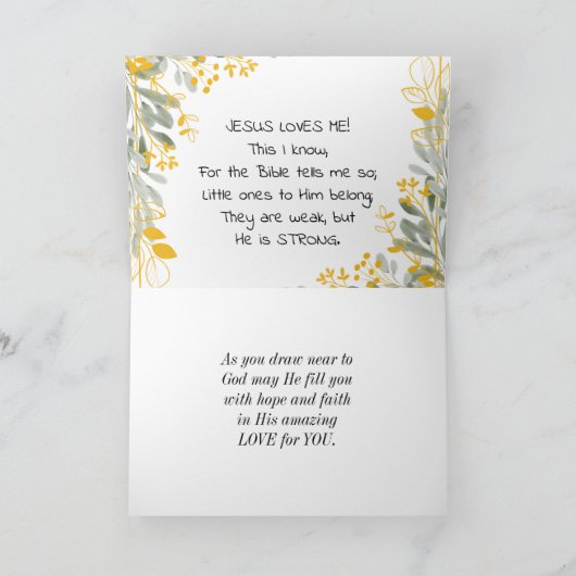 イエスは私が知っている、十字架と花を愛している カード (内部)