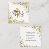 イエスは私が知っている、十字架と花を愛している スクエア名刺 (正面/裏面)