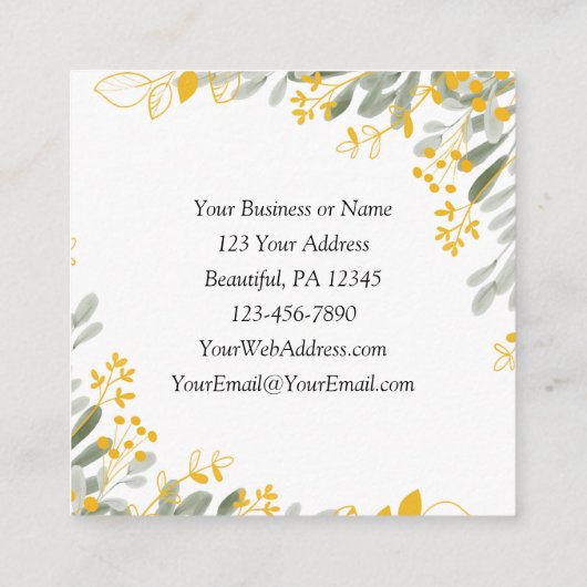 イエスは私が知っている、十字架と花を愛している スクエア名刺 (裏面)