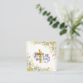 イエスは私が知っている、十字架と花を愛している スクエア名刺 (スタンド正面)