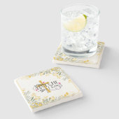 イエスは私が知っている、十字架と花を愛している ストーンコースター (横)