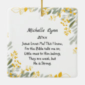 イエスは私が知っている、十字架と花を愛している セラミックオーナメント (裏面)