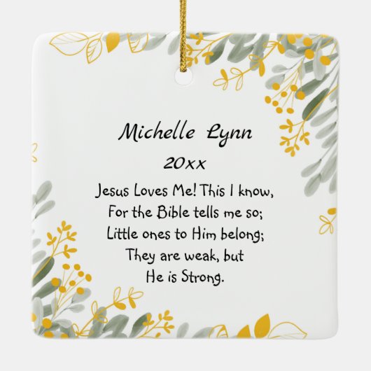 イエスは私が知っている、十字架と花を愛している セラミックオーナメント (裏面)