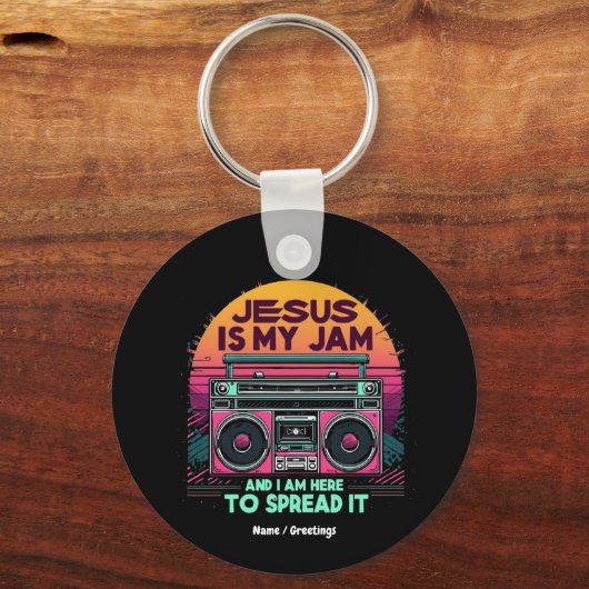 イエスは私のジャムであり、私は信仰を広めるために来ている キーホルダー (正面)