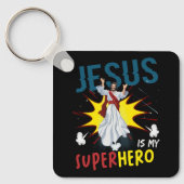 イエスは私のスーパーヒーローかわいい強力なクリスチャンComi キーホルダー (正面)