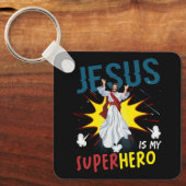 イエスは私のスーパーヒーローかわいい強力なクリスチャンComi キーホルダー (正面)