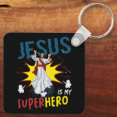 イエスは私のスーパーヒーローかわいい強力なクリスチャンComi キーホルダー (裏面)