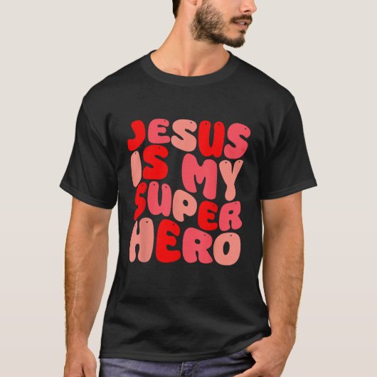 イエスは私のスーパーヒーローのクリスチャンである Tシャツ (正面)