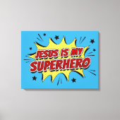 イエスは私のスーパーヒーローの子供と大人のキリスト教信仰 キャンバスプリント (正面)
