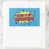 イエスは私のスーパーヒーローの子供と大人のキリスト教信仰 長方形シール (バッグ)