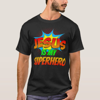 イエスは私のスーパーヒーローの漫画ブックChristian Religio Tシャツ