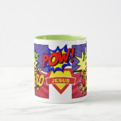 イエスは私のスーパーヒーローパーソナライズされた漫画のヒーロー マグカップ (中央)