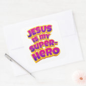 イエスは私のスーパーヒーロー女性の女の子キリスト教の信仰 スクエアシール (封筒)