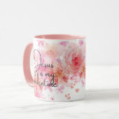 イエスは私のバレンタインのピンクのバラの宗教である マグカップ (正面左)