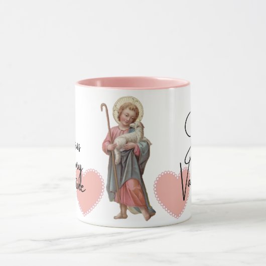 イエスは私のバレンタインピンクのハート宗教的 マグカップ (中央)