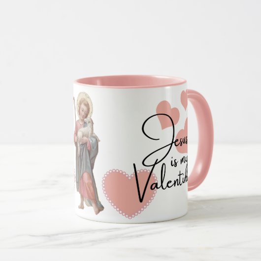イエスは私のバレンタインピンクのハート宗教的 マグカップ (正面右)