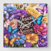 イエスは私の主であり救い主である スクエア壁時計 (正面)