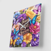 イエスは私の主であり救い主である スクエア壁時計 (傾斜)