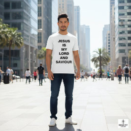 「イエスは私の主であり、救い主である」男性のTシャツ Tシャツ