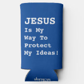 「イエスは私の保護アイディアに行く道だ！」 おもしろい- スリム缶クーラー (裏面)