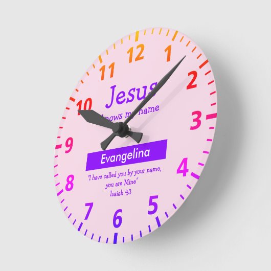 イエスは私の名前を知っかわいらしていパーソナライズされたる ラウンド壁時計 (傾斜)