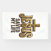 イエスは私の命を救った クロス ヴィンテージ 横断幕 (横)