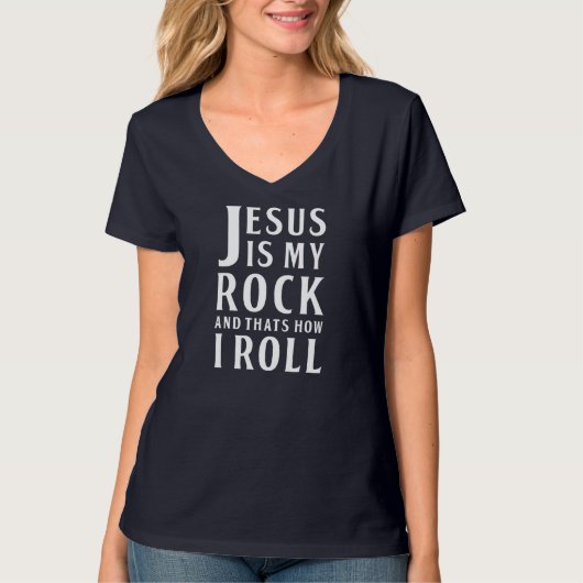 イエスは私の岩であり、私の岩であ転がる Tシャツ (正面)