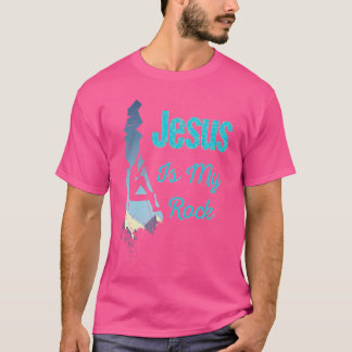 イエスは私の岩 キリスト教 ロッククライミング ボルダリング Tシャツ