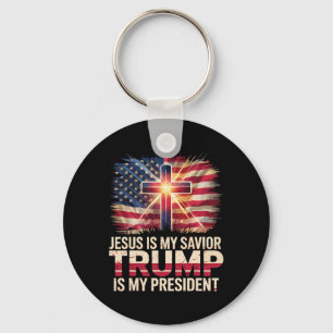 イエスは私の救い主であり、トランプは私のクリスチャンである キーホルダー