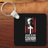 イエスは私の救い主であり、トランプは私のトランプUSA大統領である キーホルダー (正面)