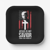 イエスは私の救い主であり、トランプは私のトランプUSA大統領である ペーパープレート (正面)