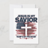 イエスは私の救い主であり、トランプは私の大統領であおもしろいる サンキューカード (正面)