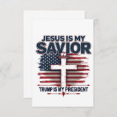 イエスは私の救い主であり、トランプは私の大統領であおもしろいる サンキューカード (正面/裏面)