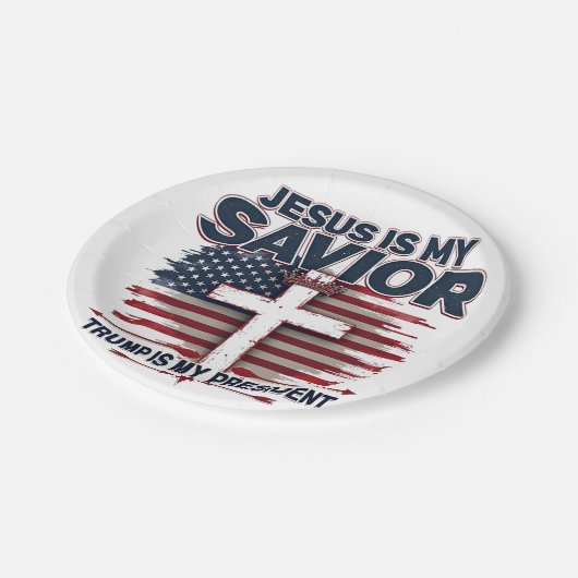 イエスは私の救い主であり、トランプは私の大統領であおもしろいる ペーパープレート (アングル)