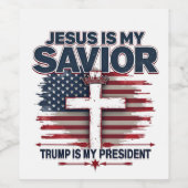 イエスは私の救い主であり、トランプは私の大統領であおもしろいる ワインラベル (シングルラベル)