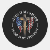 イエスは私の救い主であり、トランプは私の大統領である2024 Usa ラウンドシール (正面)