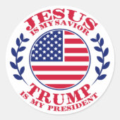 イエスは私の救い主であり、トランプは私の大統領である ラウンドシール (正面)