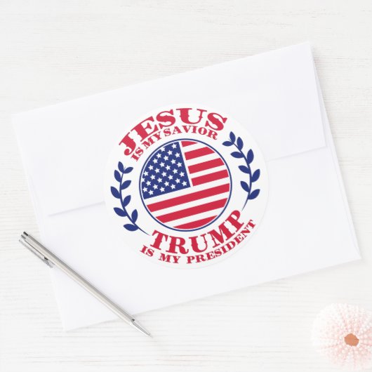 イエスは私の救い主であり、トランプは私の大統領である ラウンドシール (封筒)